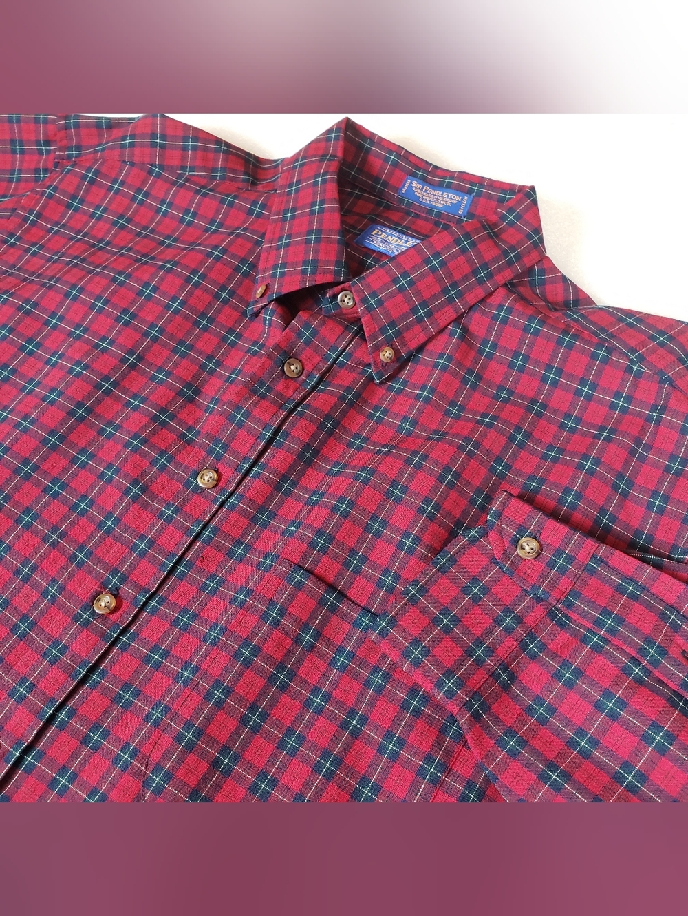 Vintage Sir Pendleton Heritage Men's XL Scotsman Wool Tartan Plaid Shirt Flaws